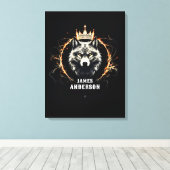 Der Alpha-Wolf. Text oder Name auf Leinwanddruck h (Insitu (Holzboden))