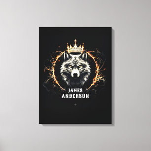Der Alpha-Wolf. Text oder Name auf Leinwanddruck h