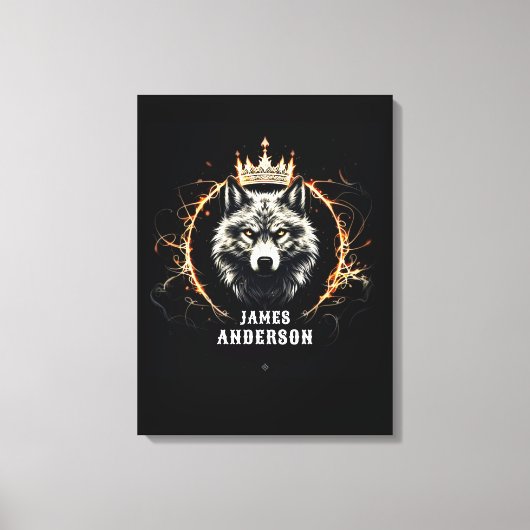 Der Alpha-Wolf. Text oder Name auf Leinwanddruck h (Vorderseite)