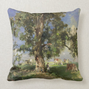 Der alte Aschen-Baum (Öl auf Leinwand) Kissen