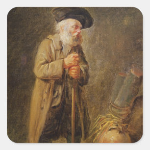 Der alte Bettler Quadratischer Aufkleber