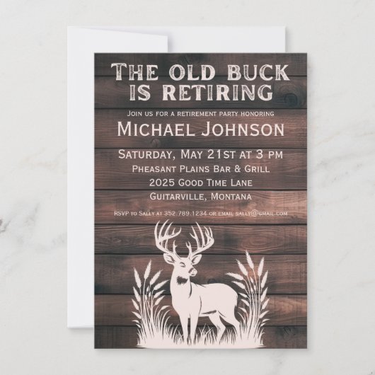 Der alte Buck erstickt Rustikales Jagdruhestand Einladung (Vorderseite)