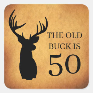 Der alte Buck ist 50 Geburtstag Quadratischer Aufkleber