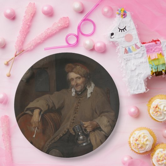 Der alte Drinker (von Gabriel Metsu) Pappteller (Party)