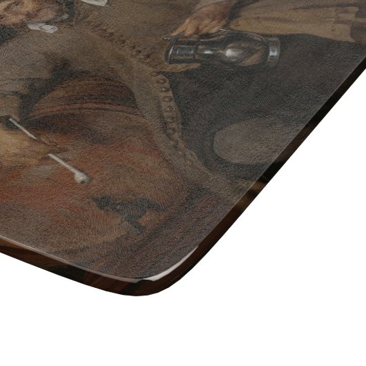 Der alte Drinker (von Gabriel Metsu) Schneidebrett (Ecke)