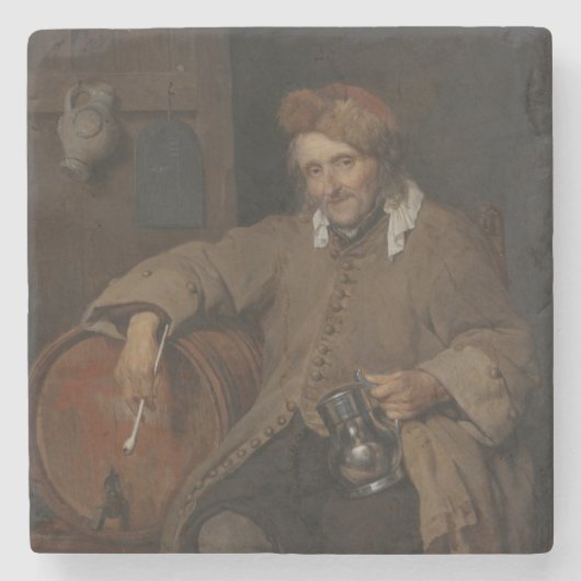 Der alte Drinker (von Gabriel Metsu) Steinuntersetzer (Vorderseite)
