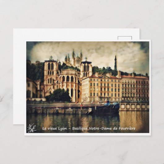 Der alte Lyon - Basilika Notre-Dame Postkarte (Vorne/Hinten)