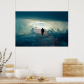 Der alte Mann auf der Treppe zum Himmel in den Wol Poster (Küche)