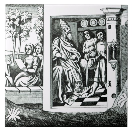 Der alte Mann des Berges, der Aufträge zu seinem f Fliese (Vorderseite)