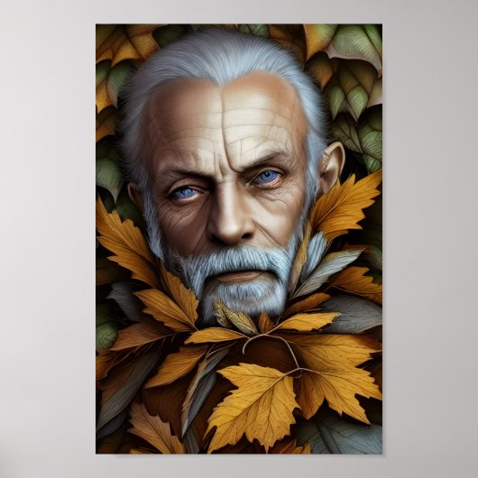 Der alte Mann des Herbstes hinterlässt digitale Ku Poster (Vorne)