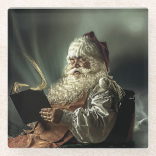 Der alte Mann - Weihnachtsmann liest seine Liste Glasuntersetzer