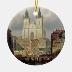 Der alte Marktplatz in Prag, 1881 (Öl auf canva Keramikornament