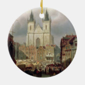 Der alte Marktplatz in Prag, 1881 (Öl auf canva Keramikornament (Hinten)