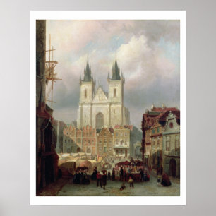 Der alte Marktplatz in Prag, 1881 (Öl auf Canva Poster