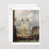 Der alte Marktplatz in Prag, 1881 (Öl auf Canva Postkarte (Vorne/Hinten)