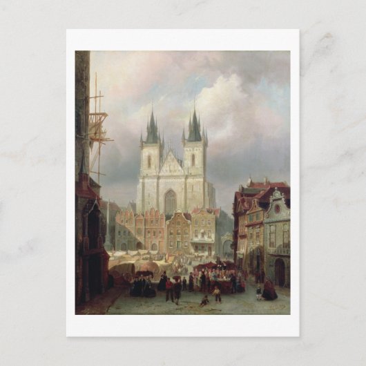 Der alte Marktplatz in Prag, 1881 (Öl auf Canva Postkarte (Vorderseite)