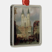 Der alte Marktplatz in Prag, 1881 (Öl auf canva Silbernes Ornament (Rechts)