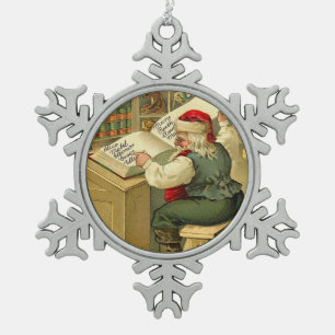 Der alte Mode-Weihnachtsmann in seinem Laden Schneeflocken Zinn-Ornament