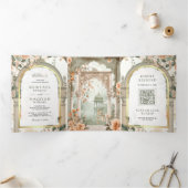 Der alte Mogulpalast in einer muslimischen Hochzei Dreifach Gefaltete Einladung (Innenseite)