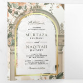 Der alte Mogulpalast in einer muslimischen Hochzei Dreifach Gefaltete Einladung (Innen Erste Seite)