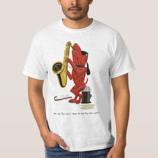 Der alte neue Hund leckt "vordere Linie" T - Shirt (Vorderseite)