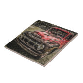 Der alte rote antike LKW Fliese (Seite)