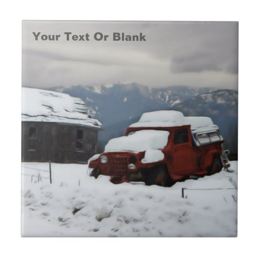 Der alte rote LKW Fliese (Vorderseite)