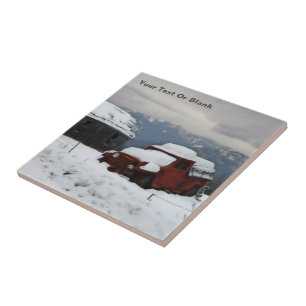 Der alte rote LKW Fliese