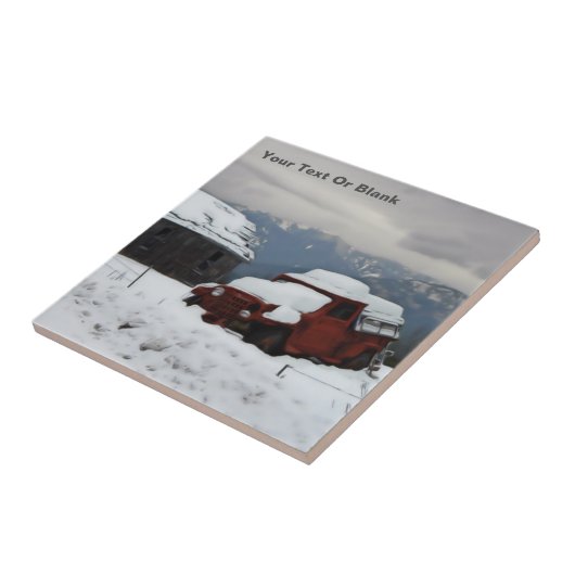 Der alte rote LKW Fliese (Seite)