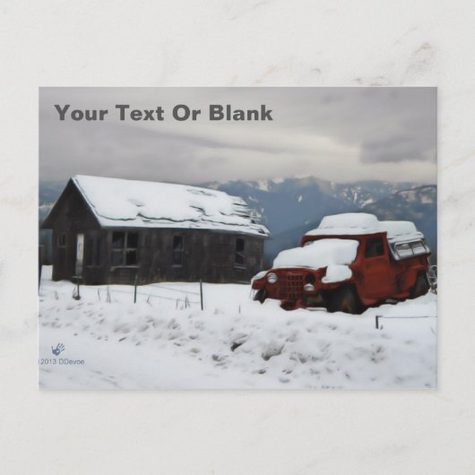 Der alte rote LKW Postkarte (Vorderseite)