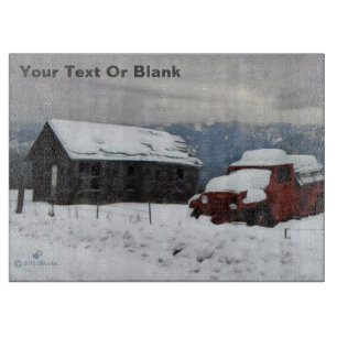 Der alte rote LKW Schneidebrett