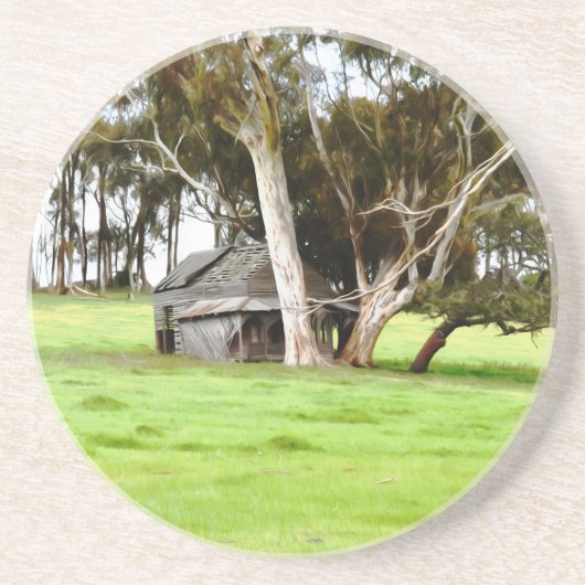 Der alte Untersetzer aus Holz mit Sandstein (Vorne)