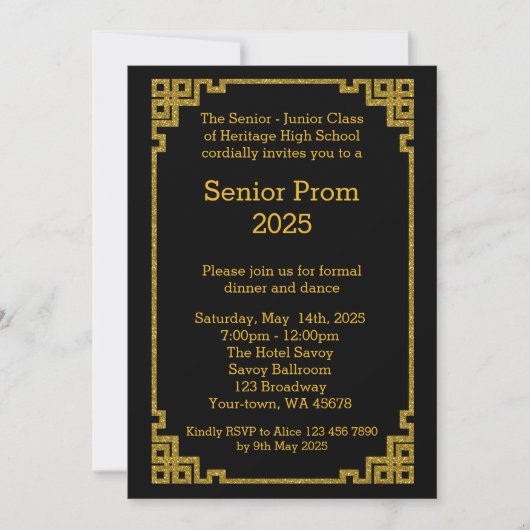 Der Älter-Junior Abschlussball, Gatsby Art, Einladung (Vorderseite)