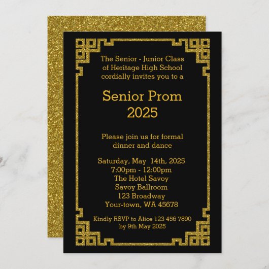 Der Älter-Junior Abschlussball, Gatsby Art, Einladung (Vorne/Hinten)