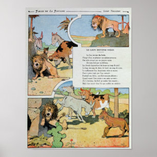 Der alternde Löwe aus den Fabeln Poster