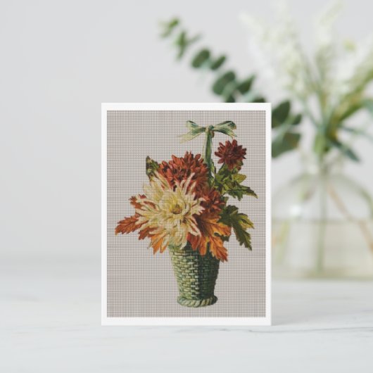 Der altmodische Korb der Blume Postkarte (Stehend Vorderseite)