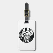 Der amerikanische Feuerwehrhelden mutig schwarz un Gepäckanhänger (Vorderseite vertikal)