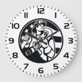 Der amerikanische Feuerwehrhelden mutig schwarz un Große Wanduhr (Vorderseite)