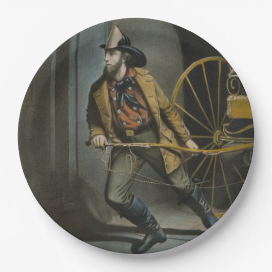 Der amerikanische Feuerwehrmann: Immer bereit Pappteller (Vorderseite)