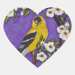 Der amerikanische Goldfinch Herz-Aufkleber