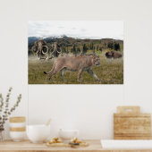 Der amerikanische Löwe mit Mammoths und Bison, Pos Poster (Küche)