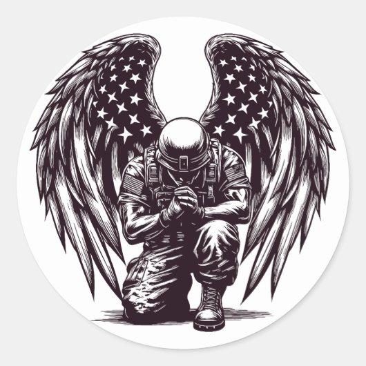 Der amerikanische Soldat Angel Prag USA Flaggenkun Runder Aufkleber (Vorderseite)