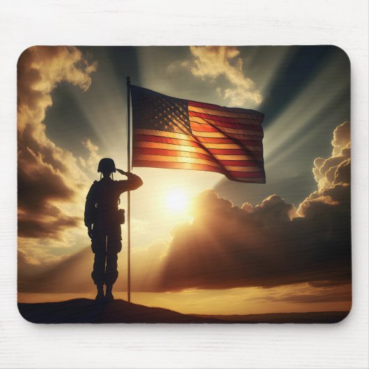 Der amerikanische Soldat würdigt die Flagge Mousepad (Vorne)