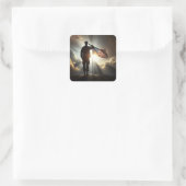 Der amerikanische Soldat würdigt die Flagge Quadratischer Aufkleber (Tasche)