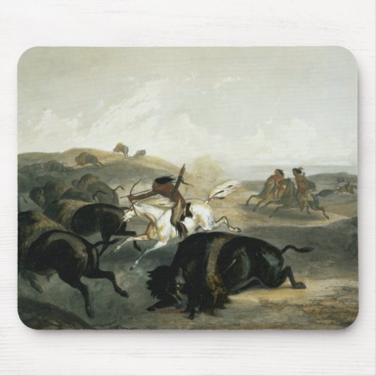 Der amerikanische Ureinwohner, der den Bison jagt, Mousepad (Vorne)