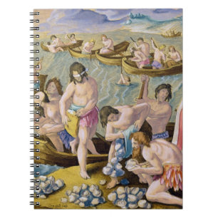 Der amerikanische Ureinwohner, der für Perlen Notizblock