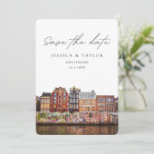 Der Amsterdamer Markt für Hochzeiten - Blume Save  Einladung (Stehend Vorderseite)