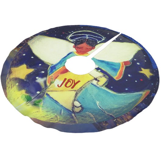 Der Angel der guten Nachrichten Polyester Weihnachtsbaumdecke (Schrägansicht)