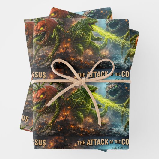 Der Angriff der Colossus-Mutantengemüse-Flachwrap Geschenkpapier Set (Beispiel)