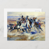 "Der Angriff von Charles M Russell Postkarte (Vorne/Hinten)